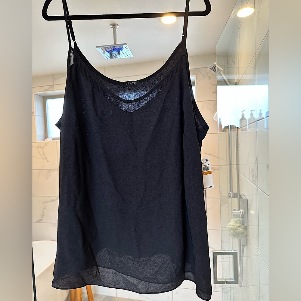 NWT 1.STATE Sheer Inset Camisole, black, 3X